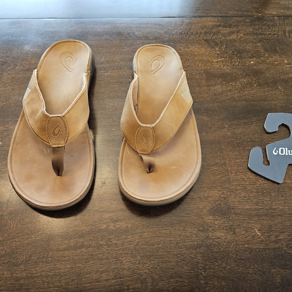 Men's OluKai Tan Leather Sandals Unworn